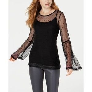 Ultra Flirt by Ikeddi's Top Swiss-dot mesh and bell sleeves Sz M